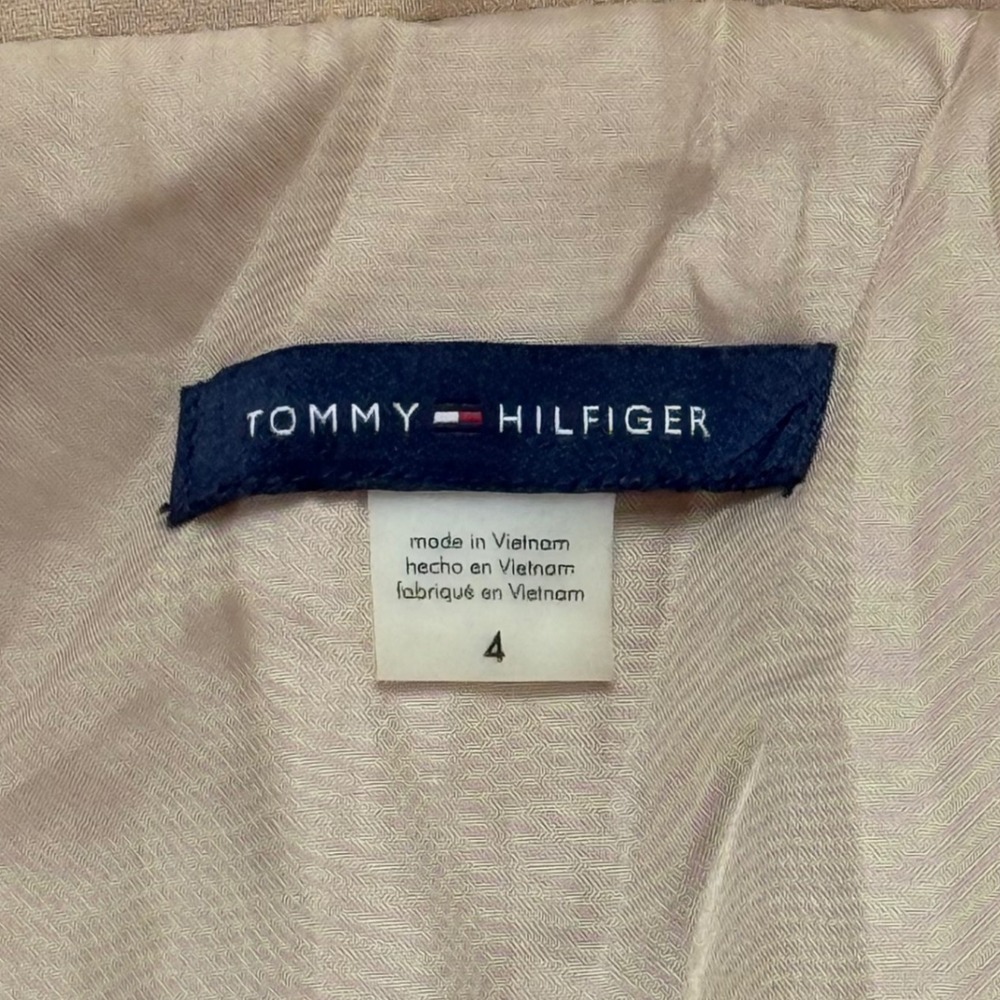 Tommy Hilfiger Blazer Size 4 Beige/Cream Cotton Blend Business‎ Career Jacket - Picture 6 of 8